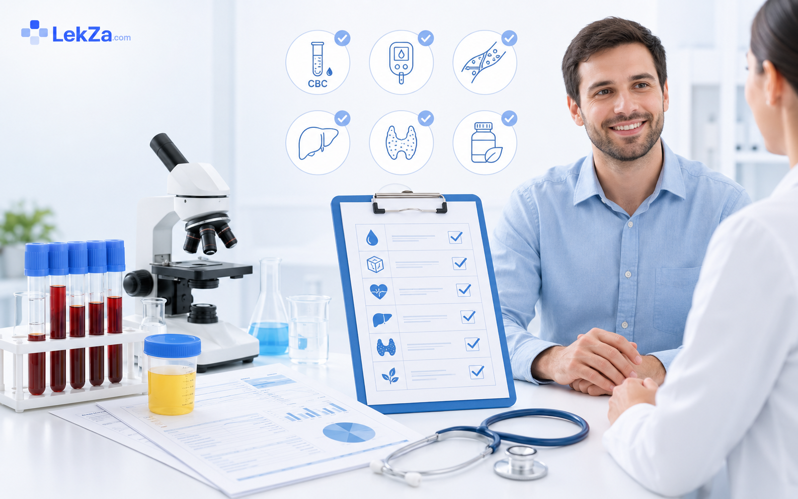 Laboratorijske analize i preventivni pregled – ilustracija medicinskih nalaza i osnovnih testova